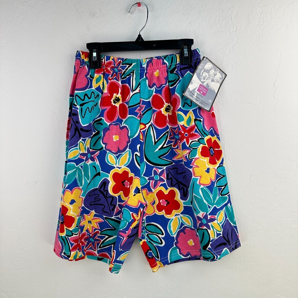 VTG Hanes Her Way Floral Shorts Womens Size Small Cotton Beach NWT Deadstock